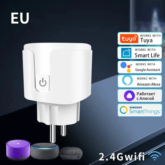 Smart WiFi Plug EU 16A/20A Tuya Power Monitor Socket with Timer Switch Voice Control for Alexa Google Assistant Smart Life App