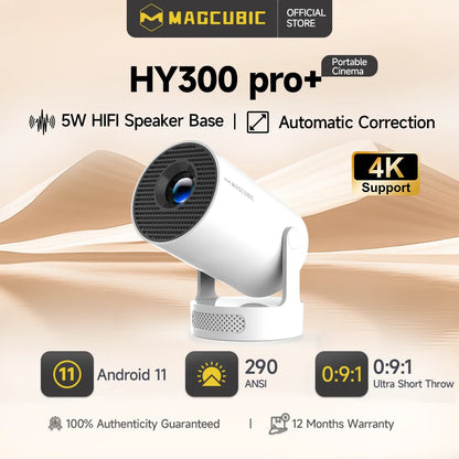 Magcubic HY300 Pro + Ultra Projector 4K 720P Portable Projector with WiFi 6 BT5.4 Auto Vertical Keystone 5W Speaker 180 Rotation