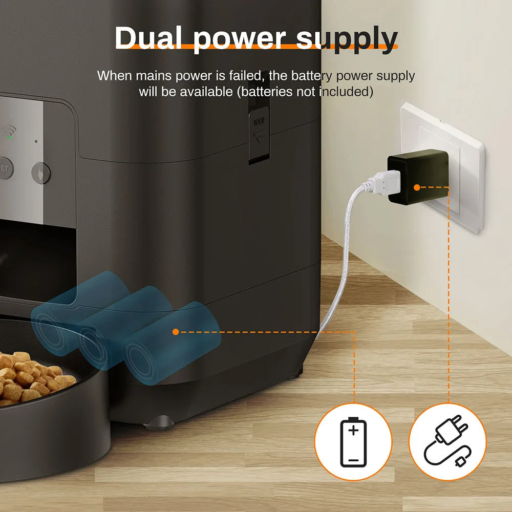 2L Pet Feeder Timing Smart Automatic Dog Pet Feeder For Cats Dog Button WIFI APP Intelligent Dry Food Dispenser Dog Bowl